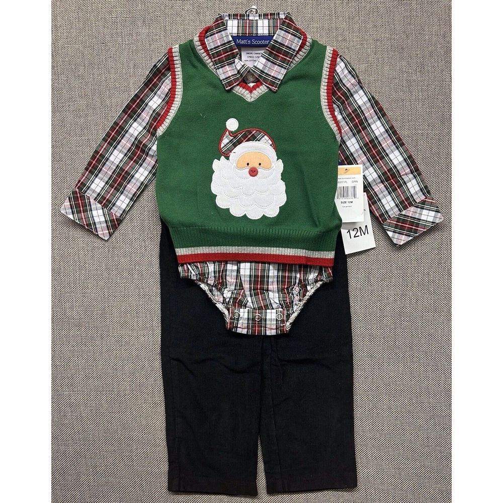 NEW‎ BNWT Bonnie Jean/Matt's Scooter Boys Outfit Clothes Santa Xmas Size 12M